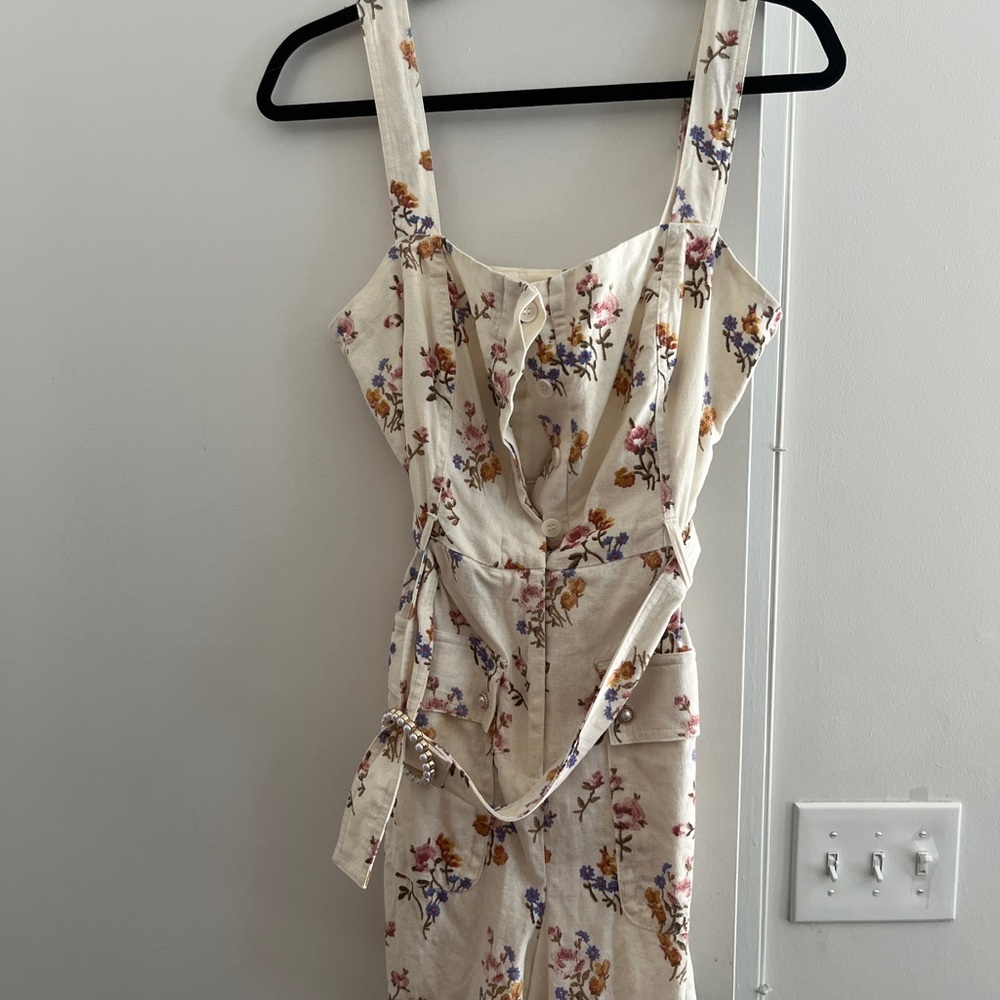 House of Harlow 1960 Cream Floral Dress with Pink and Brown Accents